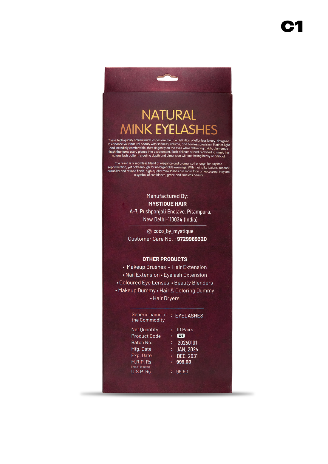 Mystique Hair C1 Whispy Mink Eyelashes – 10 Pair Value Pack | Full-Volume 3D Fluttery False Lashes with Flexible Band