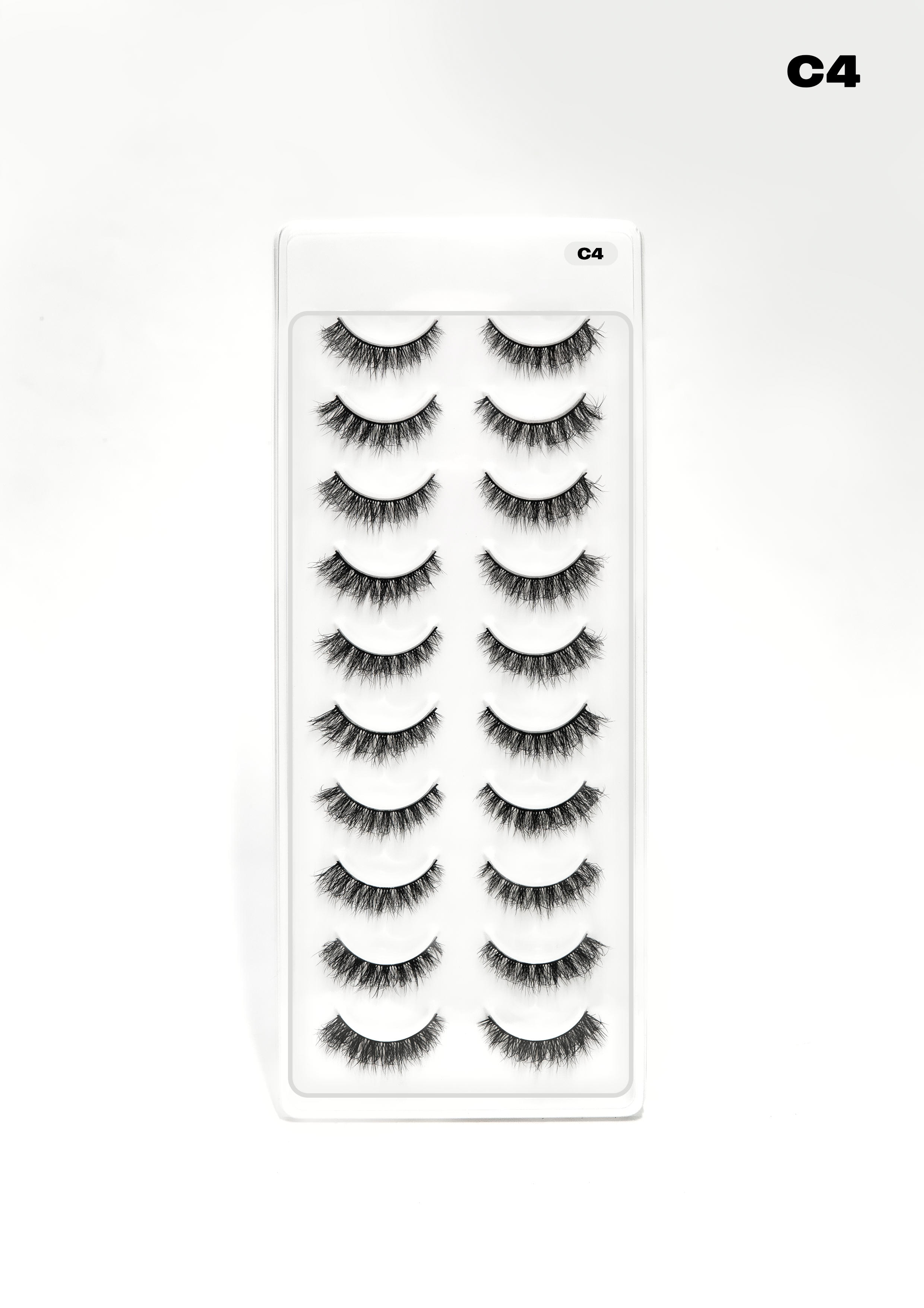 Featherlight C4 Wispy Mink Eyelashes – 10 Pair Multipack | Multi-Layered Natural Volume False Lashes with Clear Band