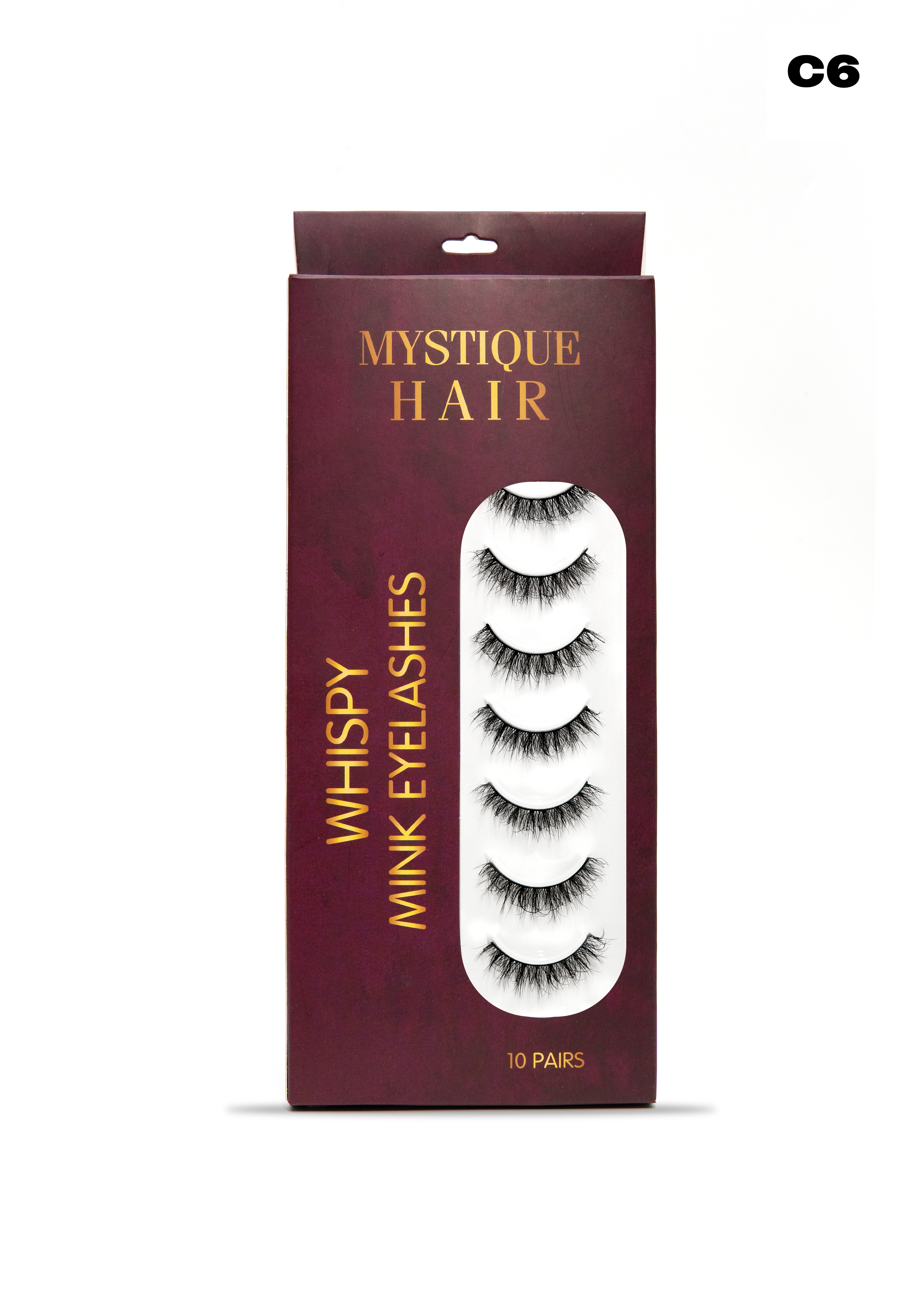 Mystique Hair C6 Wispy Mink Eyelashes – 10 Pair Multipack | Criss-Cross Natural Volume False Lashes with Tapered Ends