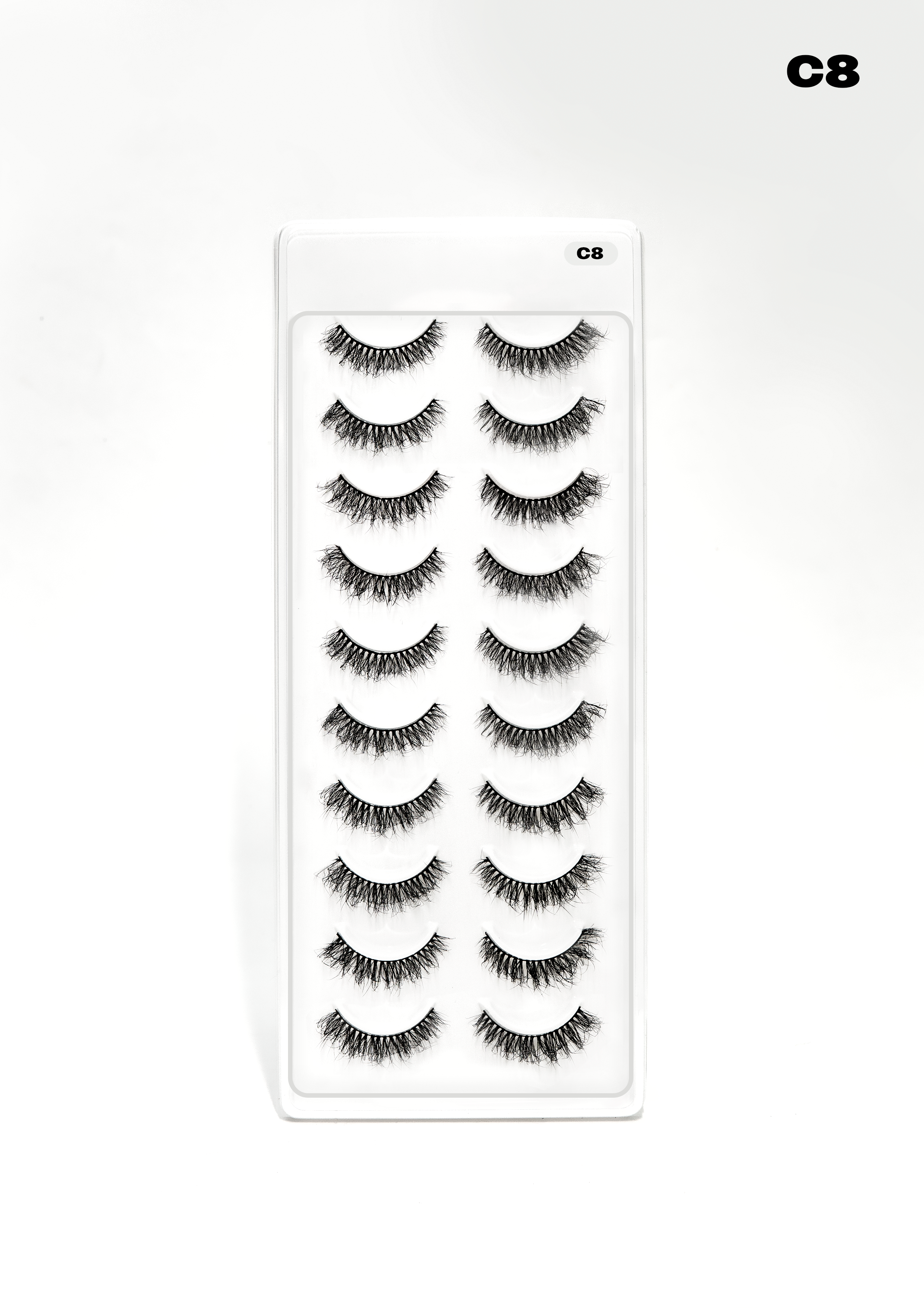 Mystique Hair C8 Featherlight Whispy Mink Eyelashes – 10 Pair Multipack | Multi-Layered Wispy Volume False Lashes with Flexible Band