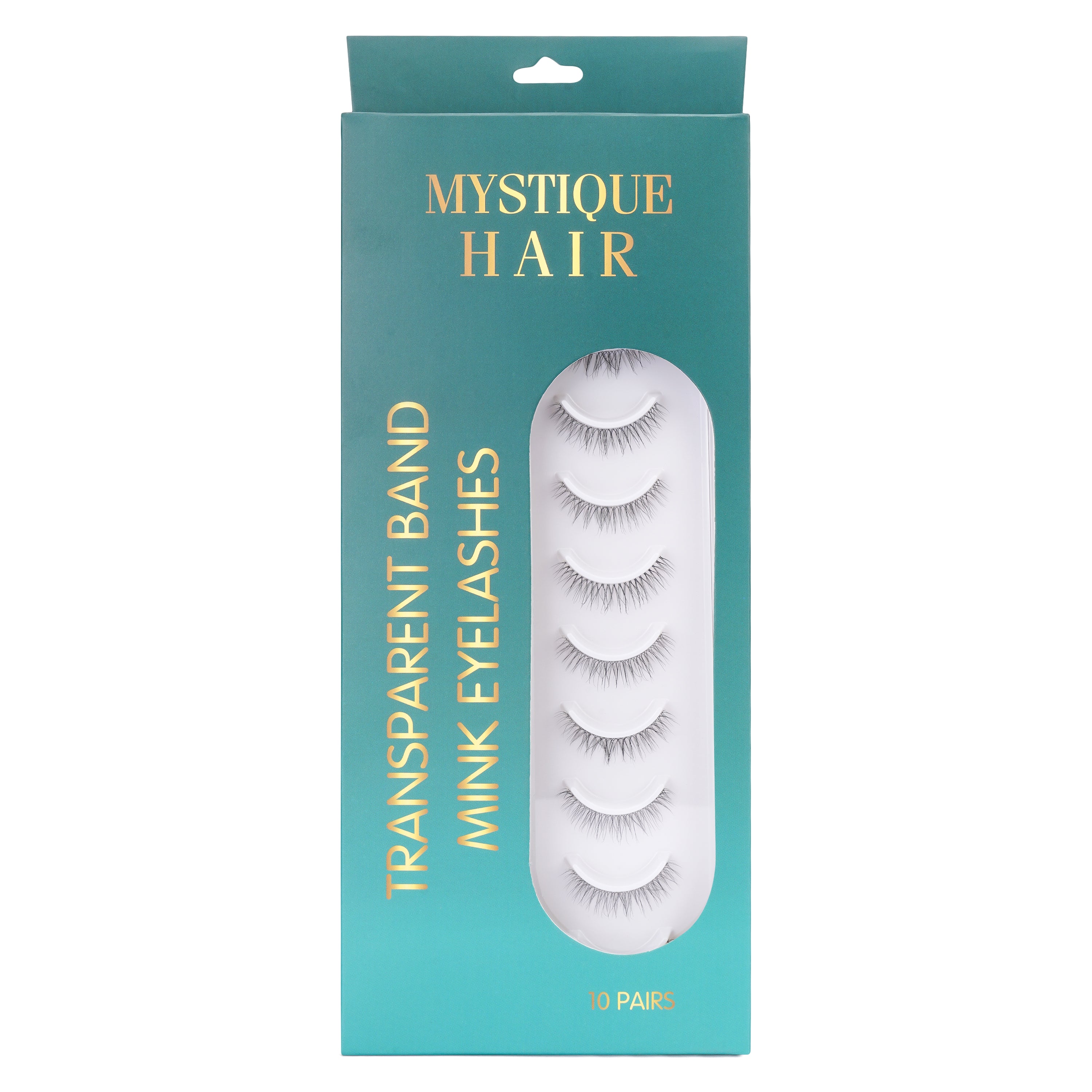 Featherlight A-01 Transparent Band Mink Eyelashes – 10 Pair Multipack | Ultra-Soft Natural Wispy False Lashes with Invisible Clear Band