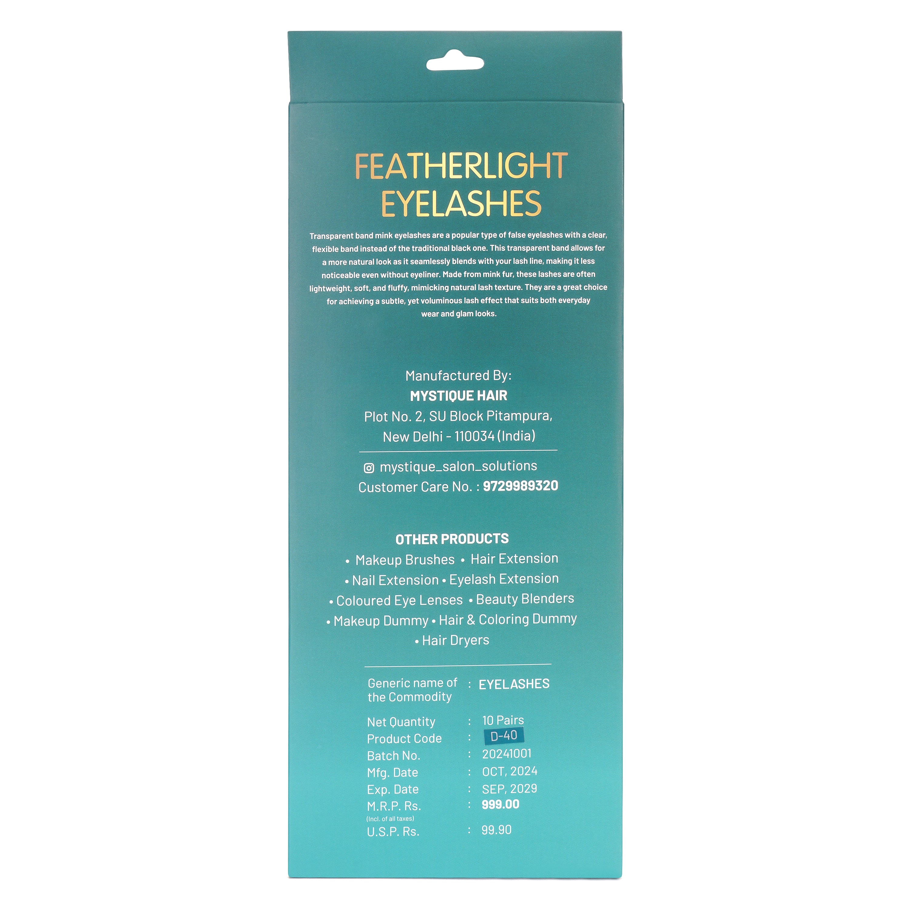 Featherlight A-03 Transparent Band Mink Eyelashes – 10 Pair Multipack | Subtle Everyday False Lashes with Invisible Clear Band