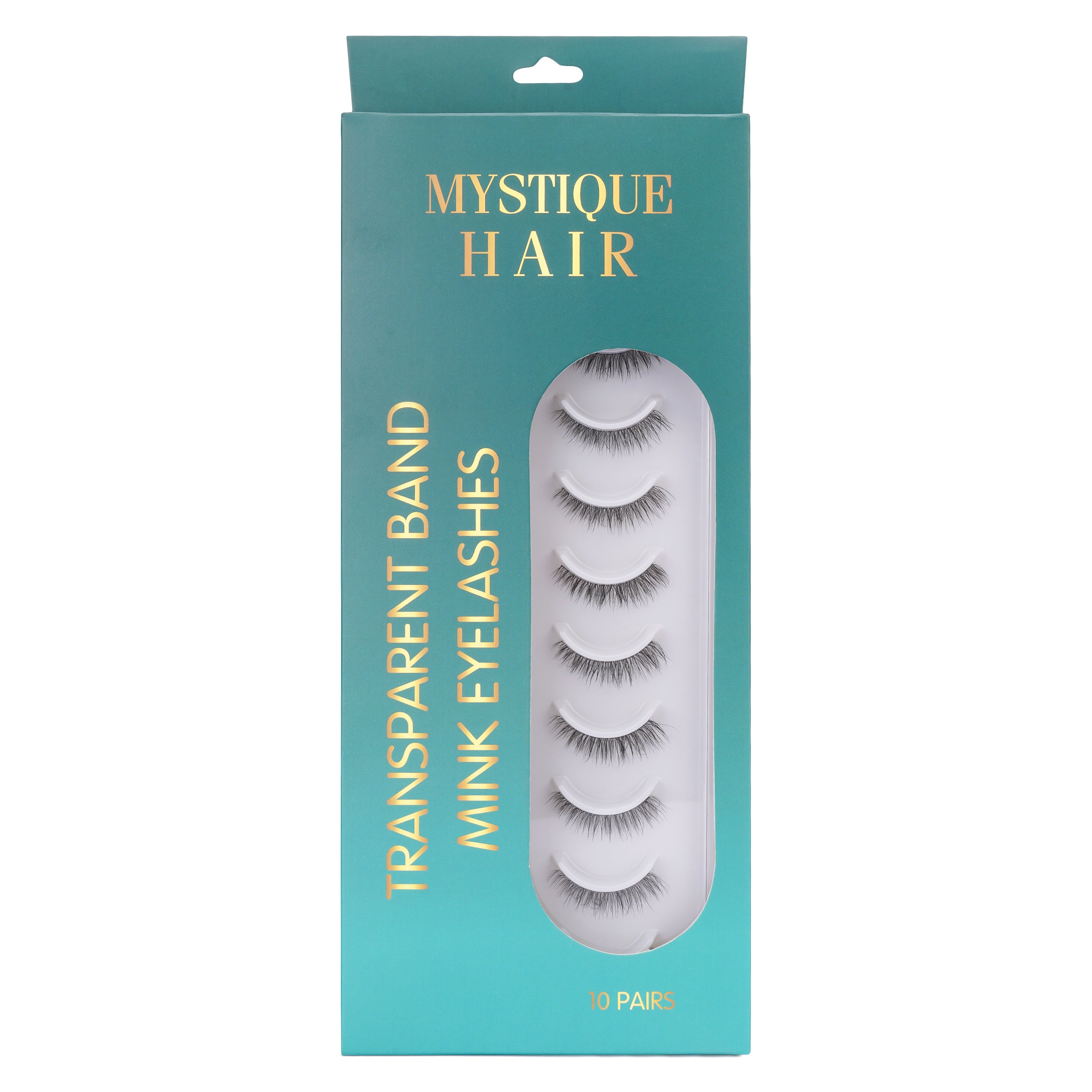 Featherlight A-03 Transparent Band Mink Eyelashes – 10 Pair Multipack | Subtle Everyday False Lashes with Invisible Clear Band
