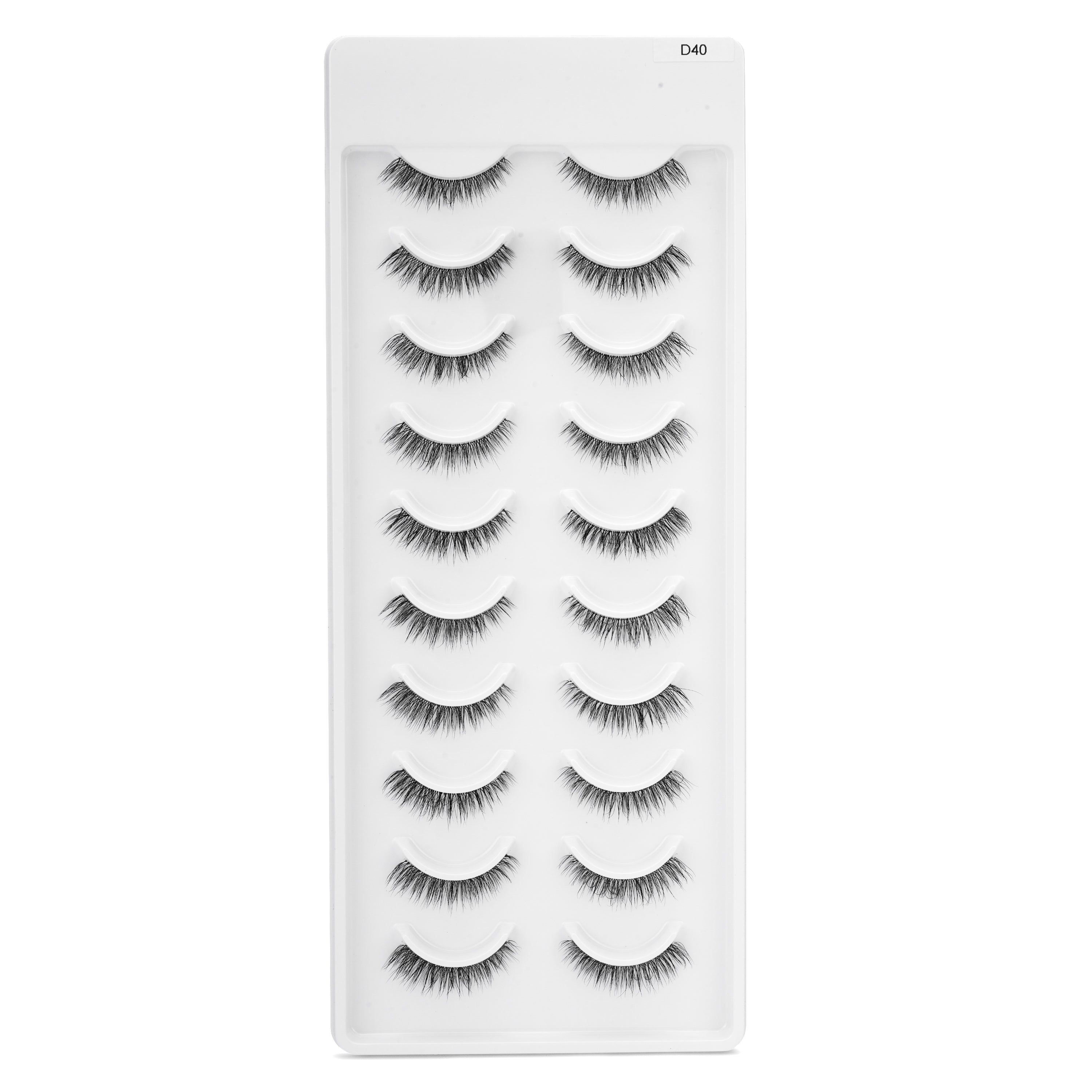 Featherlight A-03 Transparent Band Mink Eyelashes – 10 Pair Multipack | Subtle Everyday False Lashes with Invisible Clear Band