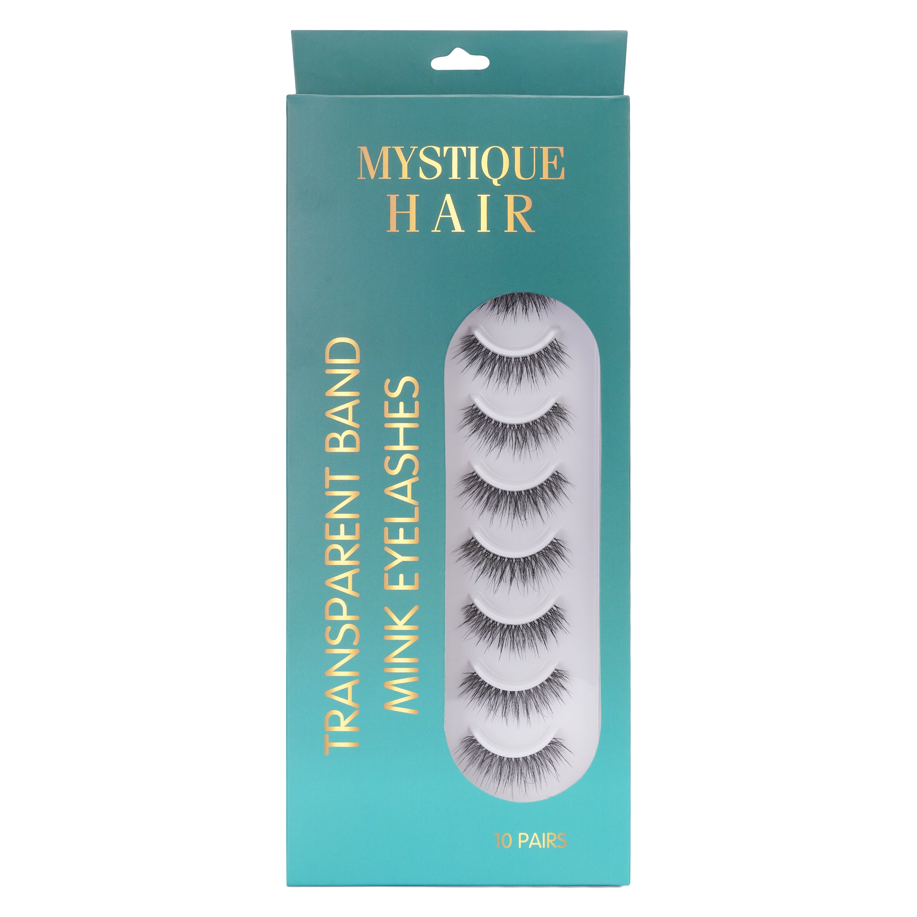 Featherlight D-08 Transparent Band Mink Eyelashes – 10 Pair Multipack | Ultra-Natural Wispy False Lashes with Invisible Clear Band