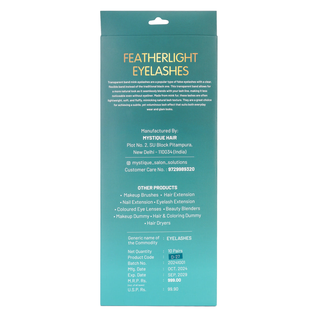 Featherlight D-10 Transparent Band Mink Eyelashes – 10 Pair Multipack | Glamorous Tapered Wispy False Lashes with Invisible Clear Band