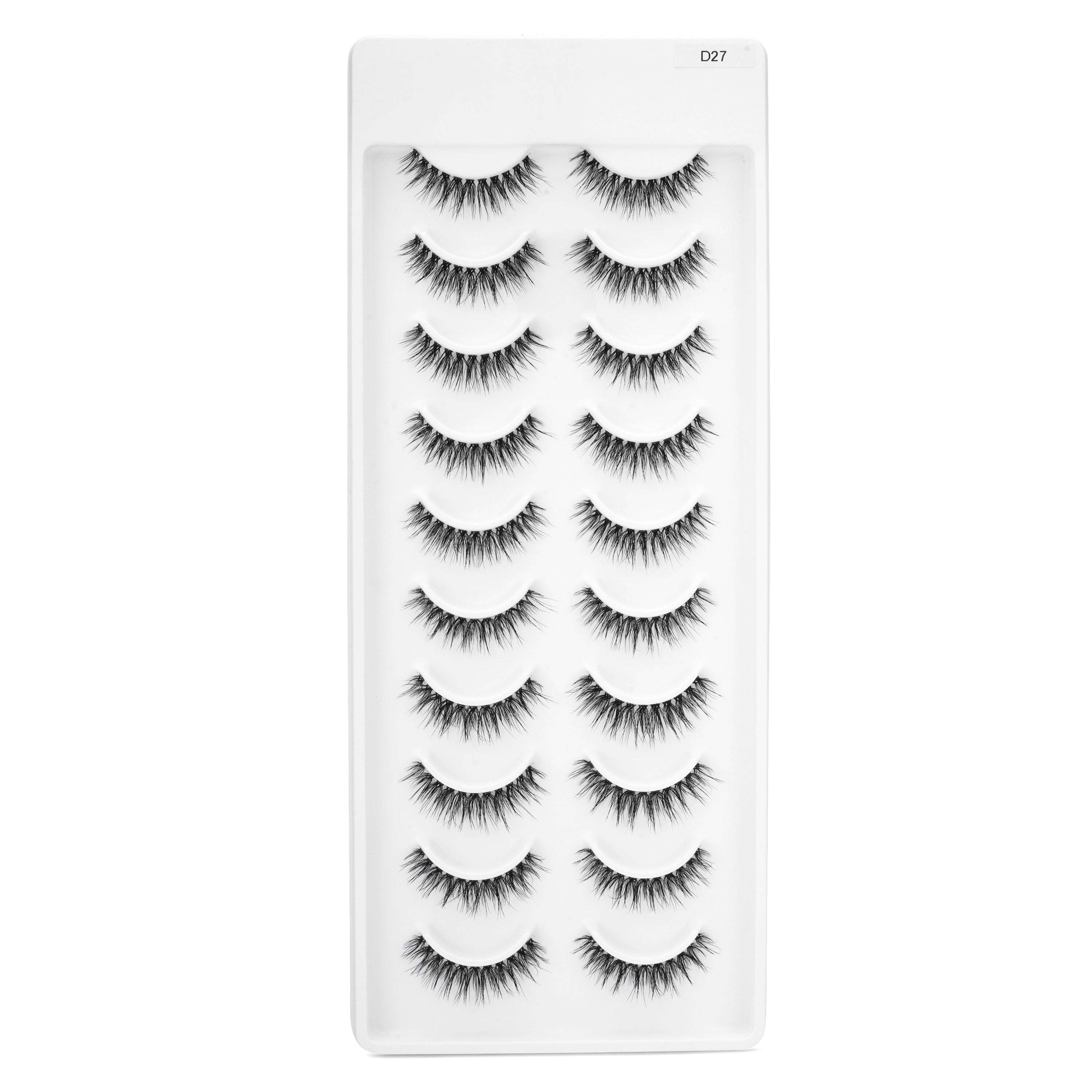 Featherlight D-10 Transparent Band Mink Eyelashes – 10 Pair Multipack | Glamorous Tapered Wispy False Lashes with Invisible Clear Band