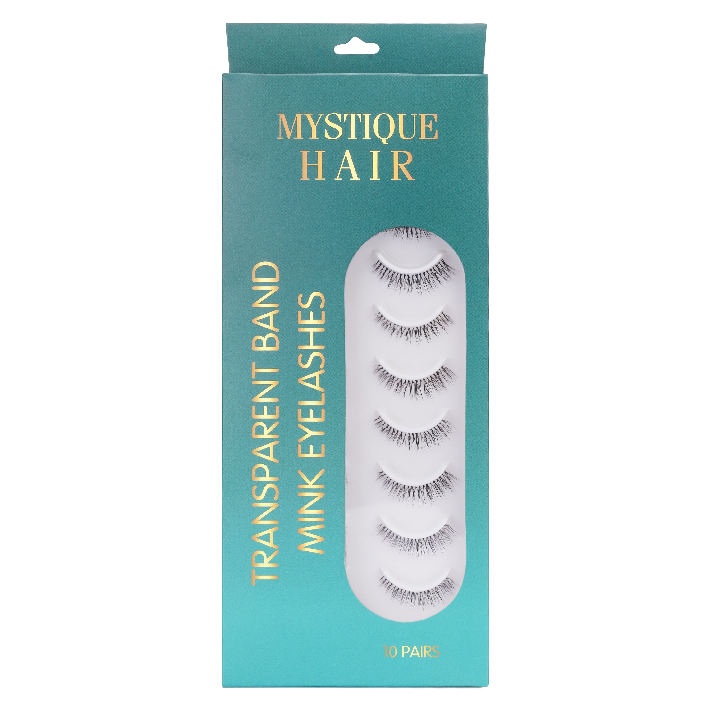 Featherlight D-12 Transparent Band Mink Eyelashes – 10 Pair Multipack | Full-Volume Fluttery False Lashes with Invisible Clear Band