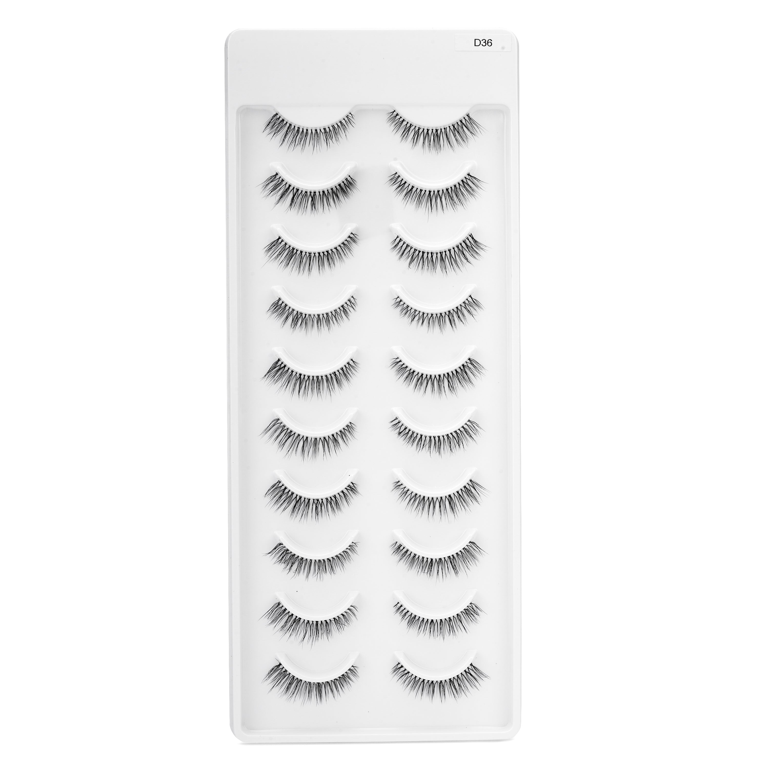 Featherlight D-12 Transparent Band Mink Eyelashes – 10 Pair Multipack | Full-Volume Fluttery False Lashes with Invisible Clear Band