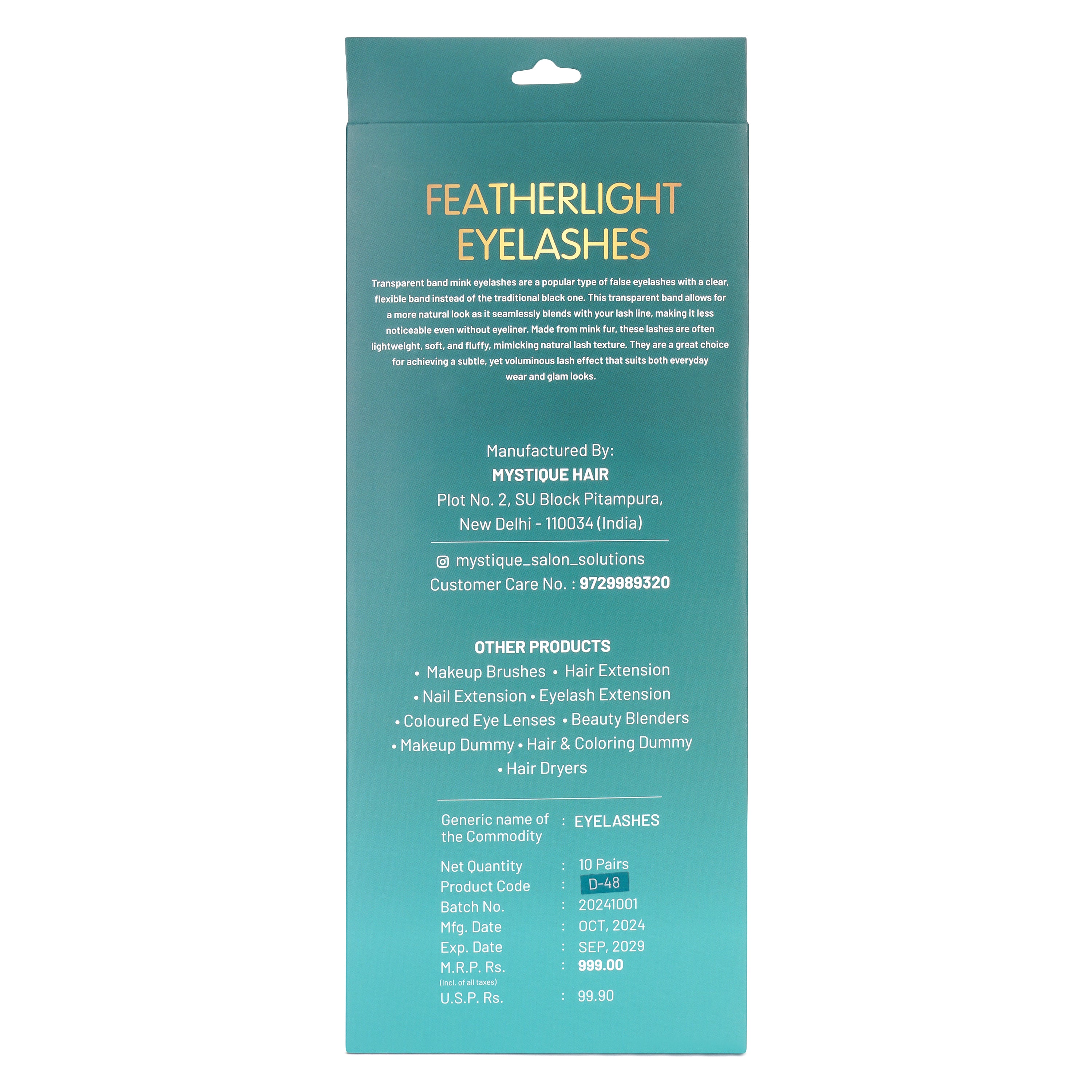 Featherlight D-11 Transparent Band Mink Eyelashes – 10 Pair Multipack | Full-Length Defined Wispy False Lashes with Invisible Clear Band