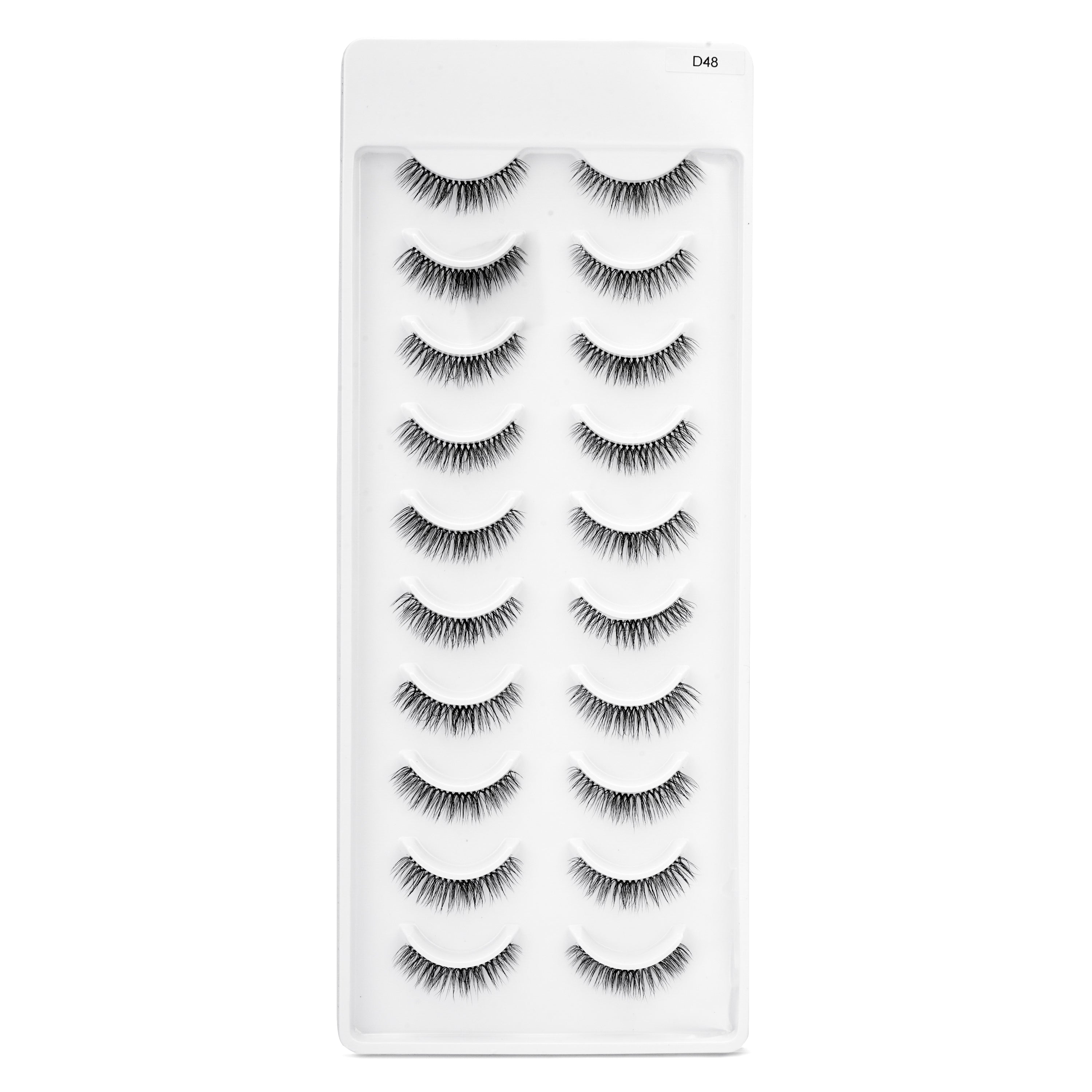 Featherlight D-11 Transparent Band Mink Eyelashes – 10 Pair Multipack | Full-Length Defined Wispy False Lashes with Invisible Clear Band